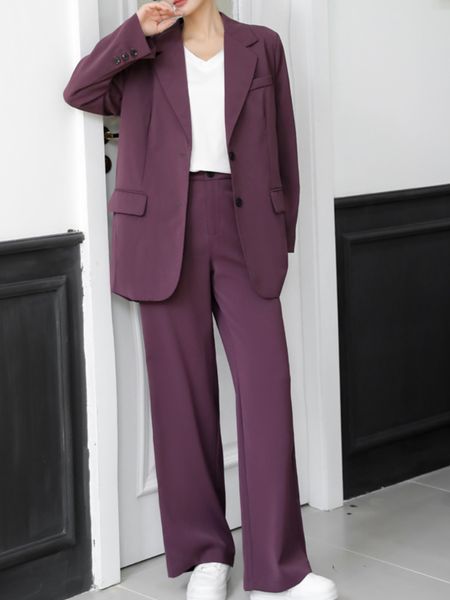 

women's suits blazers office ladies blazer pantsuits two piece set women purple business casual jackets trousers formal suit femme fash, White;black