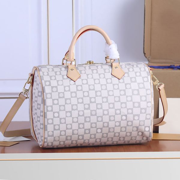

designer pillow handbags shoulder bag speedy 25 30 35 crossbody bags women check travel totes oxidize leather classic letter zipper handbags