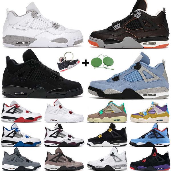

men women basketball shoes 4 4s desert moss university blue white oreo taupe haze black cat bred purple mens trainers sports sneakers j jord
