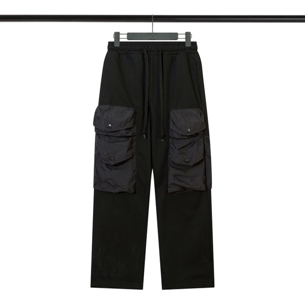 

mens cargo pants classic multi pocket overalls streatweat sweatpants casual loose leggings u8o1, Black