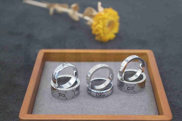 

simple retro skeleton sterling silver ring men's engraved couple wedding gift love s