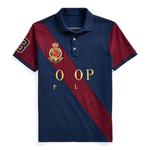 

wholesale 2189 summer new polos shirts european and american men's short sleeves casual colorblock cotton large size embroidered fashio, White;black