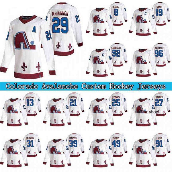 

nathan mackinnon custom colorado avalanche 2021 reverse retro jersey 8 cale makar 31 philipp grubauer 49 samuel girard hockey jerseys nhl&#0, Black