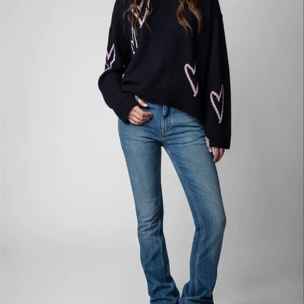 

womens sweaters autumn winter women sweater heartshaped jacquard long sleeve loose female pullover 221008, White;black