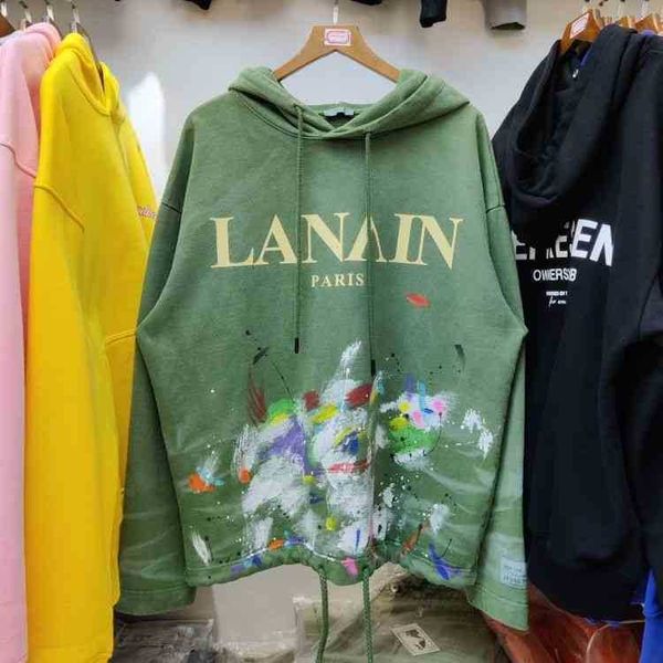 

designer hoodie gallerydepts langfan splash sweater graffiti tide brand korean hoodie sweater men's and women's loose hoodie jacke, Black