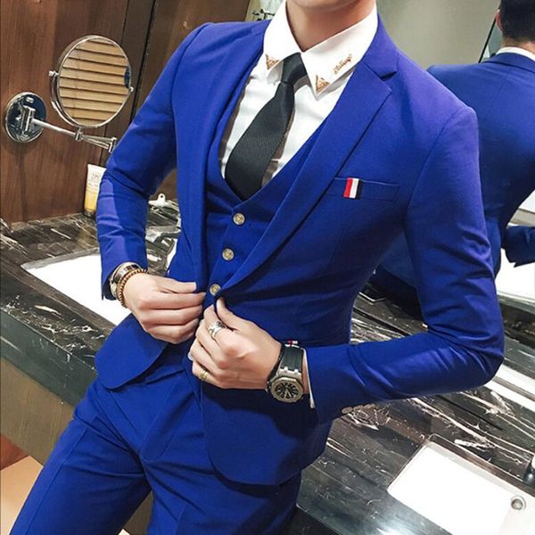 

men's suits blazers jacketvestpants classic men suits slim wedding groom wear male business casual 3 piece suit trousers gentlemen cost, White;black