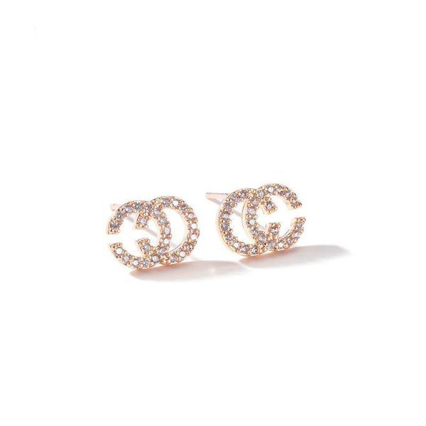 

earrings stud women 925 silver letters needle simple fashion net red temperament premium sweet earring, Golden;silver