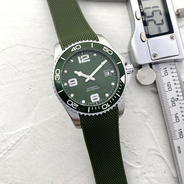 

men watch stainless steel three stitches 41mm noctilucent machinery luxury brand automatic mechanical movement watches lo fashion rubber bel, Slivery;brown