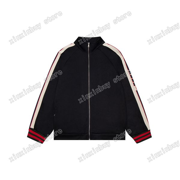 

xinxinbuy men designer coat jacket sets jacquard webbing long sleeve women red black khaki white xs-l, Black;brown