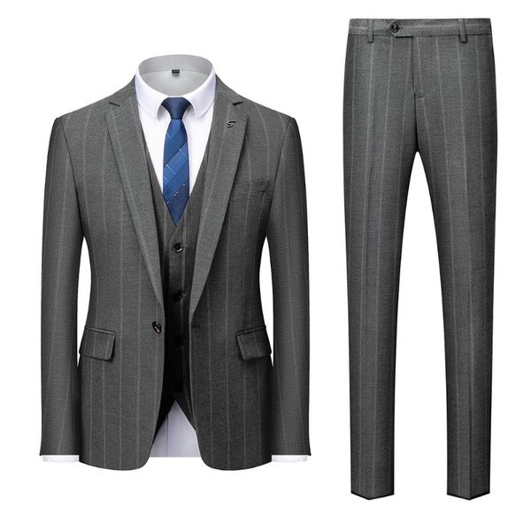 

men's suits blazers stripe suit threepiece slim fashion wedding banquet stage suit leisure business plus size suit s4xl 221008, White;black