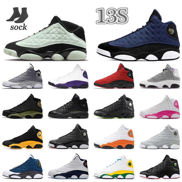 

2022 new lwo jumpman 13 13s baksketbal shoes single grey olive green atmosphere cdooeg grey hyper game toe brave french blue playground og d, Black