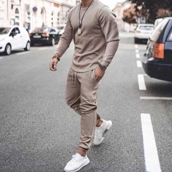 

men's tracksuits hoodie set fashion print autumn casual tshirt pants suit sports two piece clothes sportswear g221010, Gray