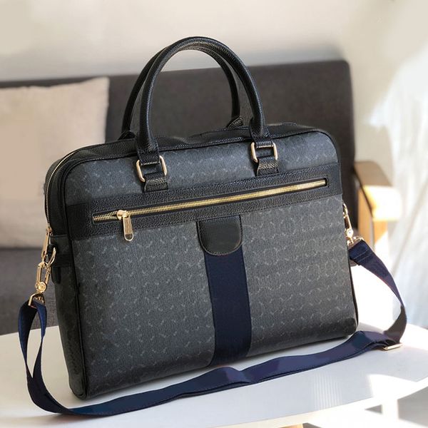 

briefcase lapbag men handbags classic letter canvas totes shoulder bags double handle removable detachable nylon strap zipper closure large
