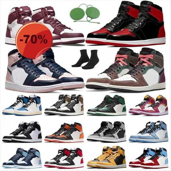 

basketball shoes 1s trainers sports sneakers atmosphere bubble gum hand crafted bordeaux bred patent pollen mocha turbo green fearless mens