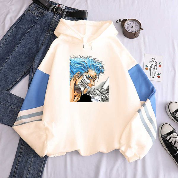 

men's hoodies sweatshirts anime bleach grimmjow jaegerjaquez gothic cartoon printed manga harajuku streetwear long sleeve men winter g2, Black