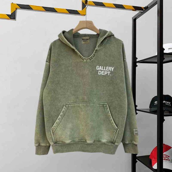 

designer hoodie gallerydepts street european and tide american gd new heavy water washing used os loose fleece pullover hoodie tnbz, Black