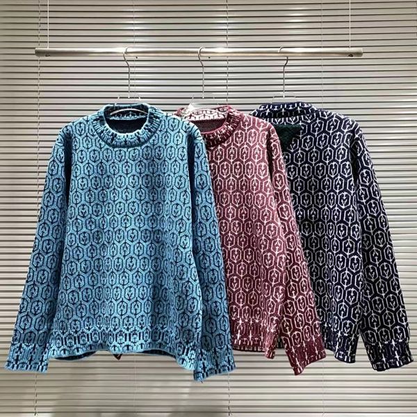

new sweaters pattern jacquard round neck sweater sweatshirt street men's and women's knitted jumper autumn winter warm sweater pra, White;black