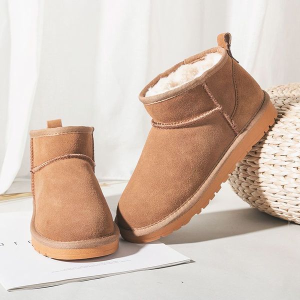 

winter snow boots women fashion design true fur one outdoor thickened non-slip foot comfortable warm shoes 4 kinds of color, Black
