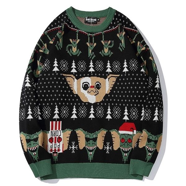 

men's sweaters ugly christmas sweater for gift santa elf funny pullover womens mens jerseys loose autumn winter clothing 221008, White;black