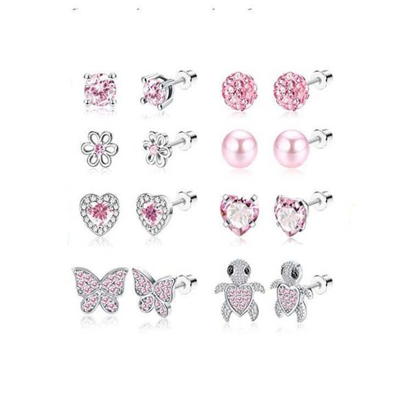 

charm stud earrings butterfly turtle heart screw ear plug for women girls, Golden