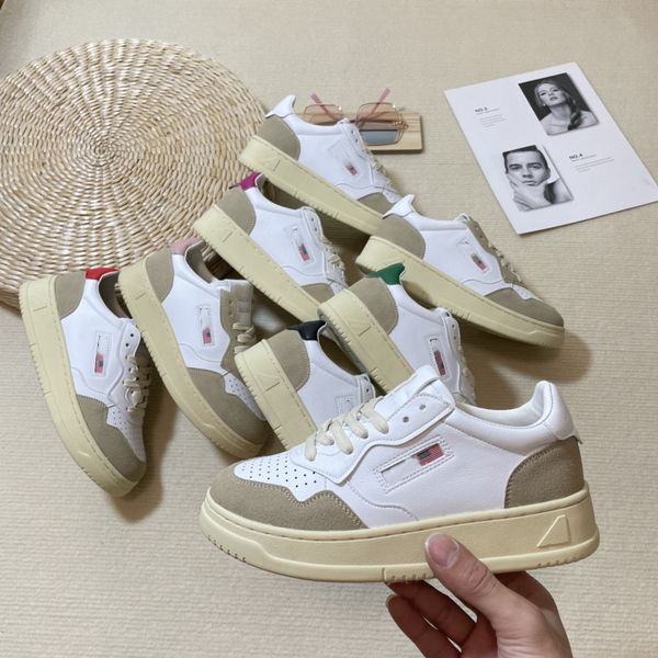 

with box autries medalist sneakers brand tx leather suede trainers for women lady girl low beige black white skate shoes casual sneaker luxu