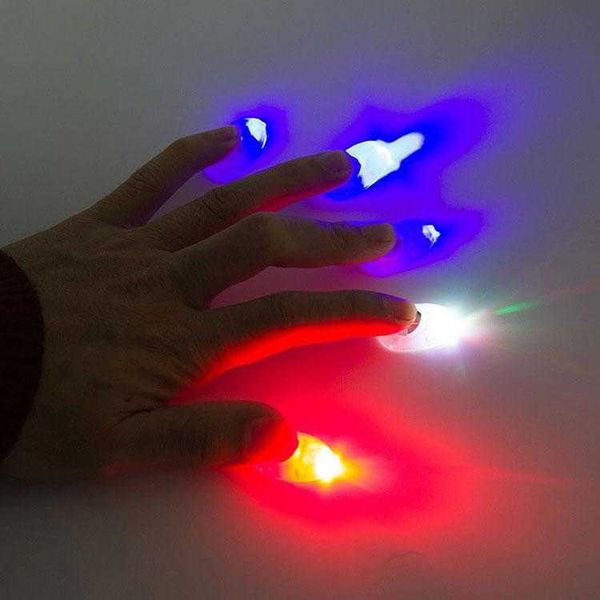 

outdoor games magic thumb tip trick led finger light rubber vanish appearing fingers trick props kids magician prank toy tool for perform ha