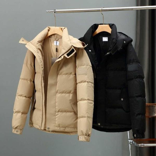 

winter warm down jacket mens hooded jackets bu 22 rb designer hoodie tb embroidered zipper cardigan down coat loose casual windbreaker, Black
