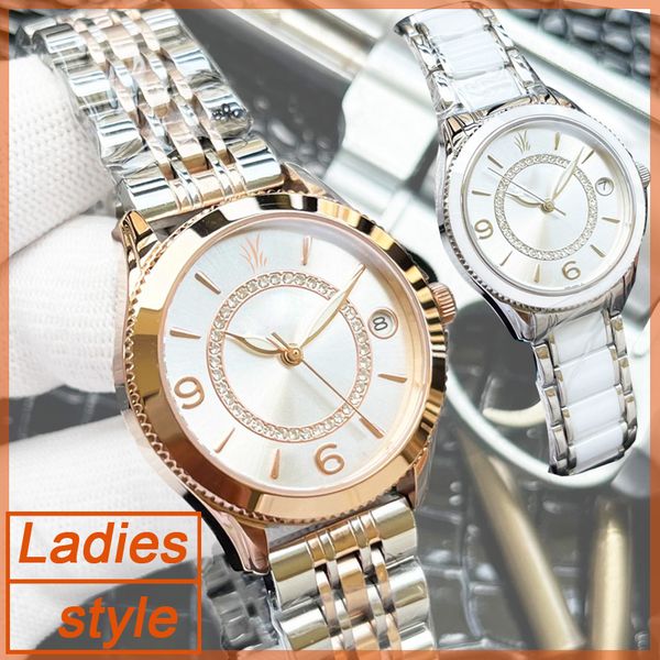 

fashion luxury 34mm gold ladies watches mechanical wrist watch genuine strap/316l steel ceramic strap new designer aaa automatic womens diam, Slivery;brown