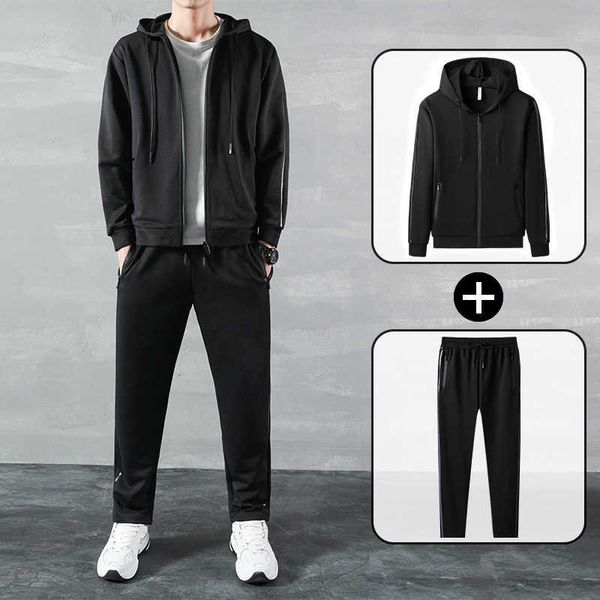 

men's tracksuits new men tracksuit casual sets outfit sportswear jogger sports suit jacketpants two piece sweatsuit solid color clothin, Gray