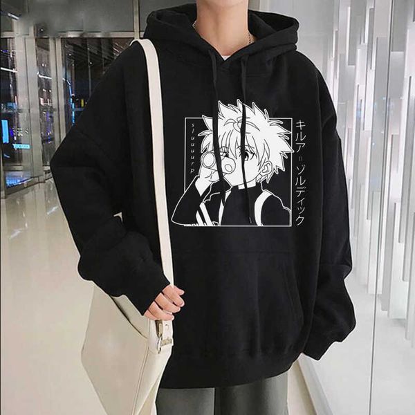 

men's hoodies sweatshirts japanese anime funny killua eyes hxh 2020 winter japan style hunter x streetwear for women/men g221008, Black