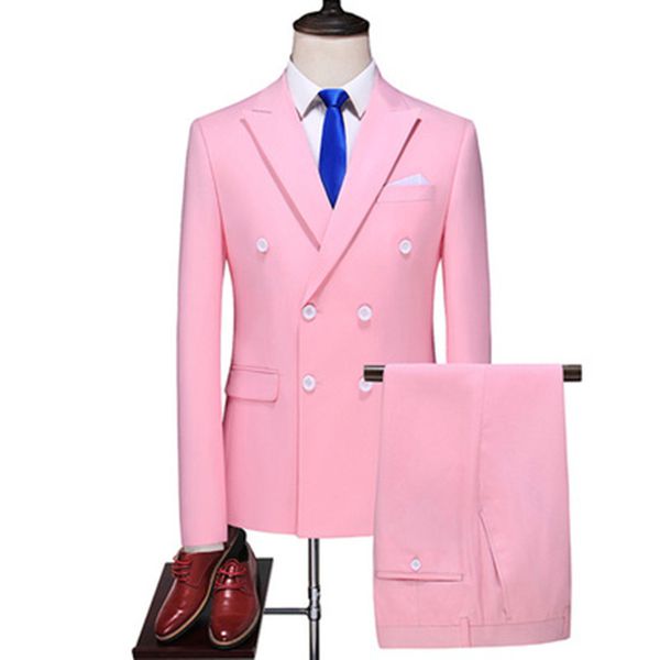 

men's suits blazers jacketspants brand clothing men double breasted business suitmale slim suit man leisure groom dress blazers size s6, White;black