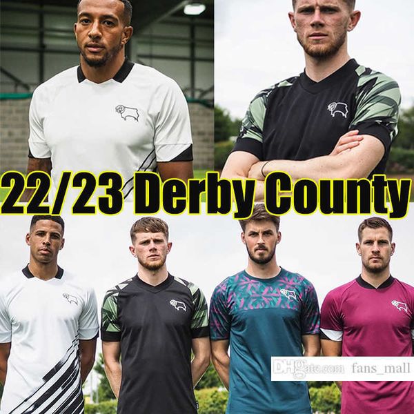 

22/23 rooney derby county soccer jerseys 2022 2023 lawrence bogle waghorn bielik football shirt martin holmes sibley home away uniforms top, Black;yellow