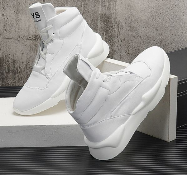 

men's high casual skateboarding shoes flat shoes white shoes outdoor leisure sneaker breathable walking shoe chaussure homme, Black