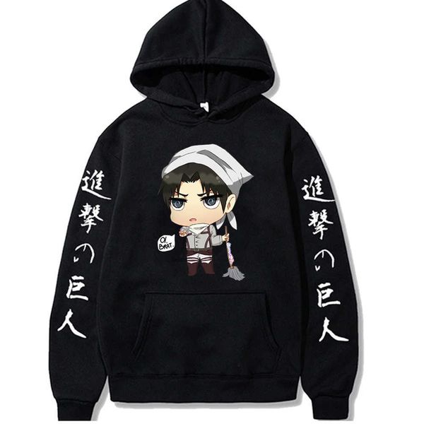 

men's hoodies sweatshirts japanese anime kawaii men funny attack on titan streetwear male g221008, Black