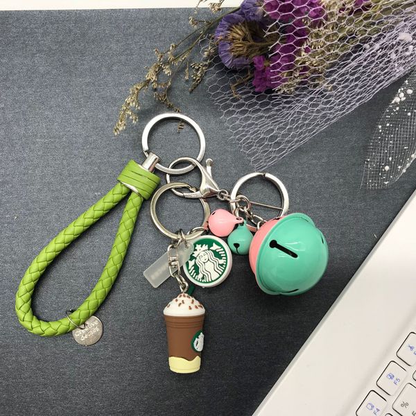 

2022 keychains korean creative cute cartoon lovers simulation 1 gram coffee cup star dad woven rope car key chain bag pendant resin rubber s, Silver