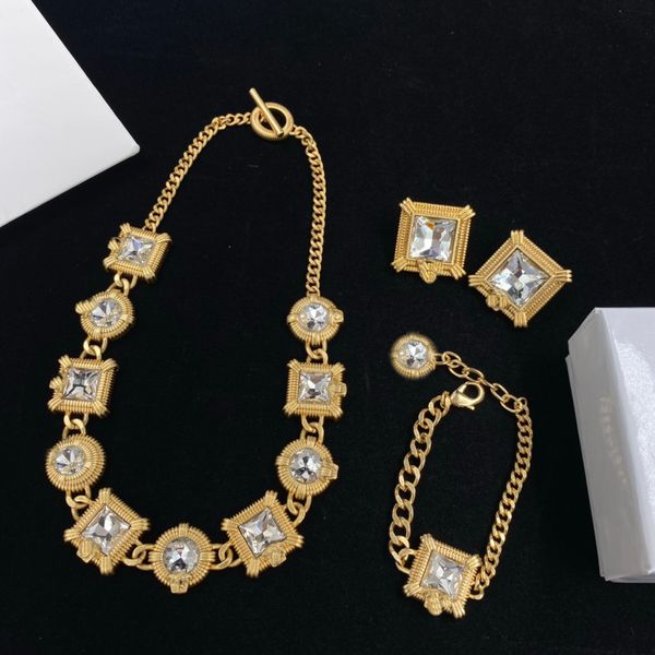 

fashion designed crystal diamonds necklaces bracelet earring cool hiphop rock banshee medusa head portrait 18k gold plated designer jewelry, Black