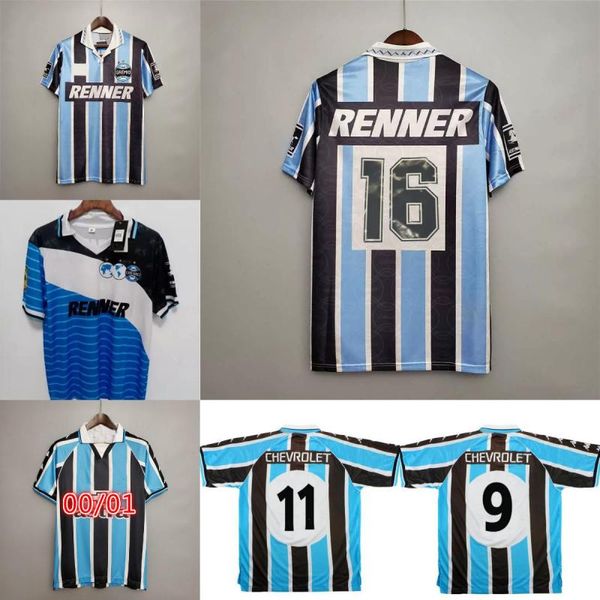 

1995 1996 gremio 2000 retro soccer jerseys 96 96 00 zinho nene warley alegre home man vintage old classic football shirt s, Black