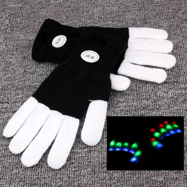 

outdoor games flashinges gloves glow 7 mode led raves light finger lighting mitt black party supplies glowing rave flashing glove party deco