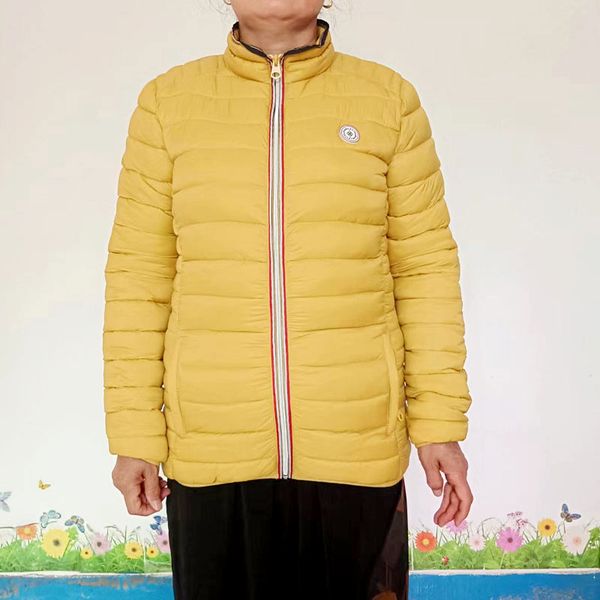 

women's outerwear & coats ladies cotton jacket short bright yellow warm light good match, Black;brown
