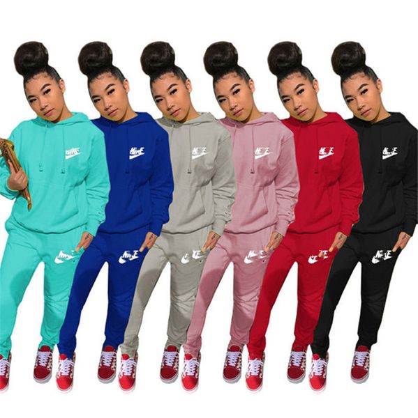 

2022 brand designer women embroidery letter tracksuits winter fall long sleeve 2 piece sets hoodies pants hooded sports suit solid color out, Gray