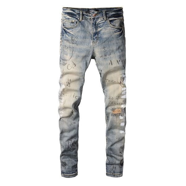

20ss mens designer jeans distressed ripped biker slim fit motorcycle denim for men s fashion jean mans pants pour hommes #543, Blue