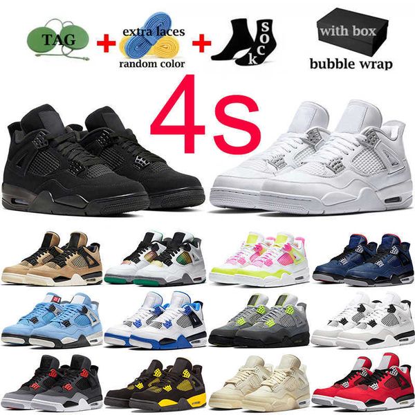 

whith box jumpman 4 4s men basketball shoes black cat university blue infrared white oreo fire red thunder bred mens womens sneakers outdoor