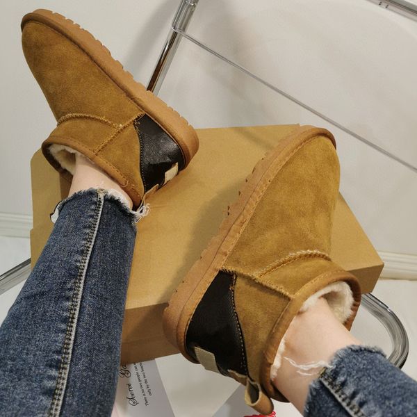 

u classic women warm snow boots winter shoes full fur fluffy furry satin ladies boot ankle boot, Black