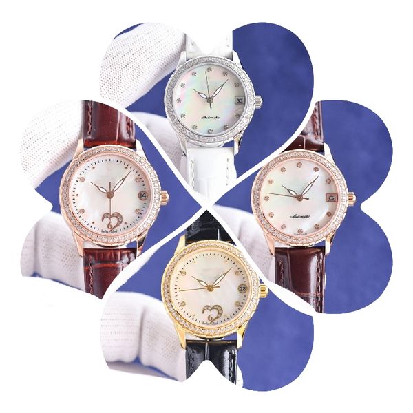 

montre de luxe womens watches 33mm automatic mechanical movement pearl fritillaria dial luxury watch wristwatches 50m waterproof, Slivery;brown