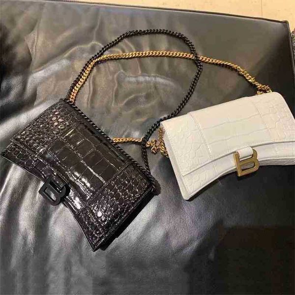 

designer mini balencaigabag handbags 2022 bag women's chain b-button hourglass bag smooth crocodile single shoulder messenger bag leath