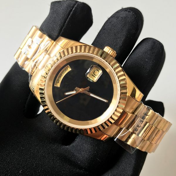 

luxury watches aaa watch 18k gold case 40mm size black dial automatic mechanical men watches quality stainless steel date wristwatches, Slivery;brown