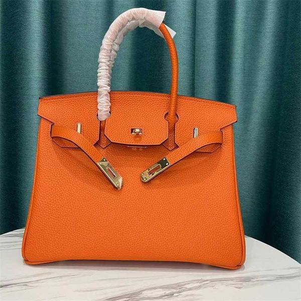 

handbag herme designer birkins high edition bag semi manual lychee pattern togo calfskin leather women's bag 25 30 buckle portable