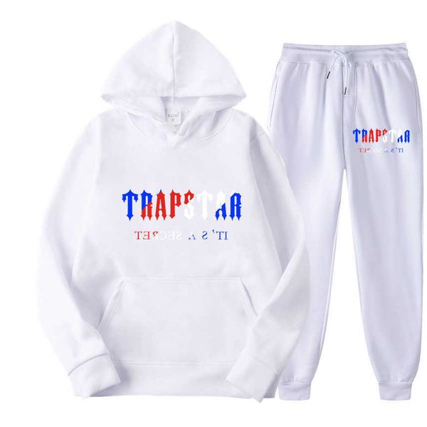 

men's tracksuits trapstar tracksuit brand printed sport warm colors two pieces loose set hoodie pants jogging hooded g221010, Gray