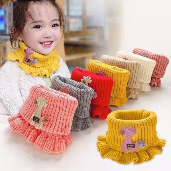 

autumn winter 2022 children's scarf cartoon knit bib baby knitted scarf, Blue;gray
