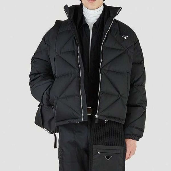 

22ss winter warm down jacket mens stand collar parka coat pra designer down coats men women diamond windbreaker, Black